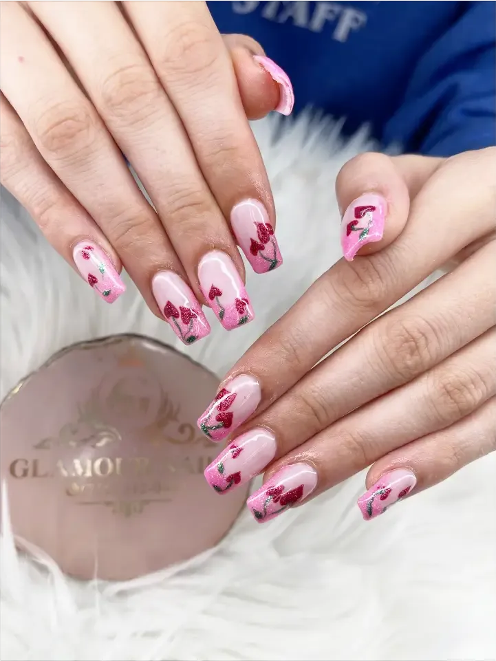 Pink hearts & cherries