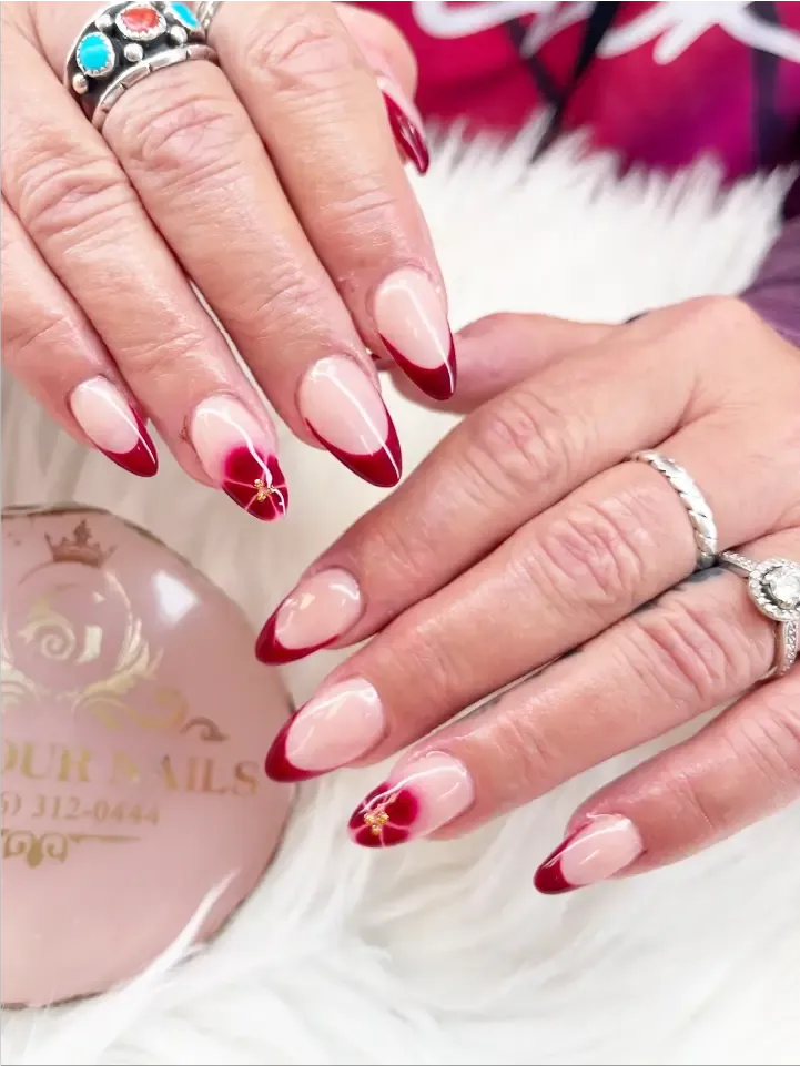 Red French with rose accent