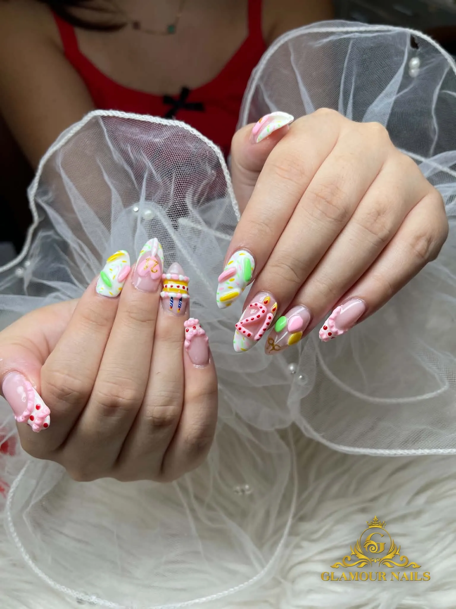 Candy-pastel designs with polka dots