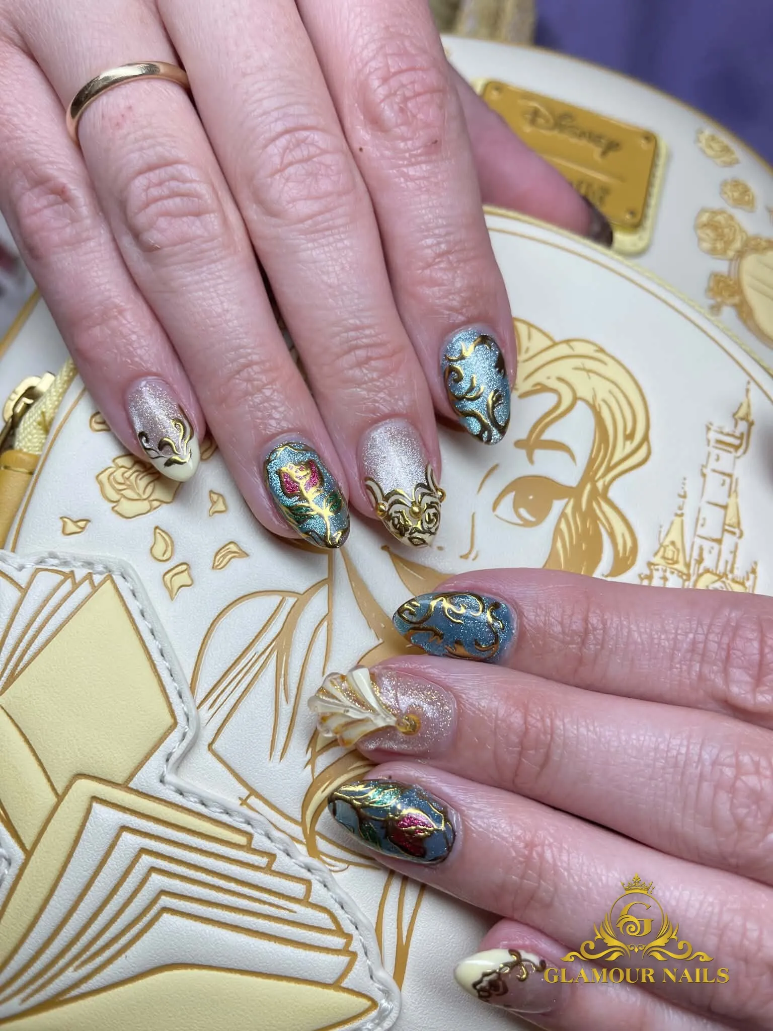 Gold chrome storybook-inspired art