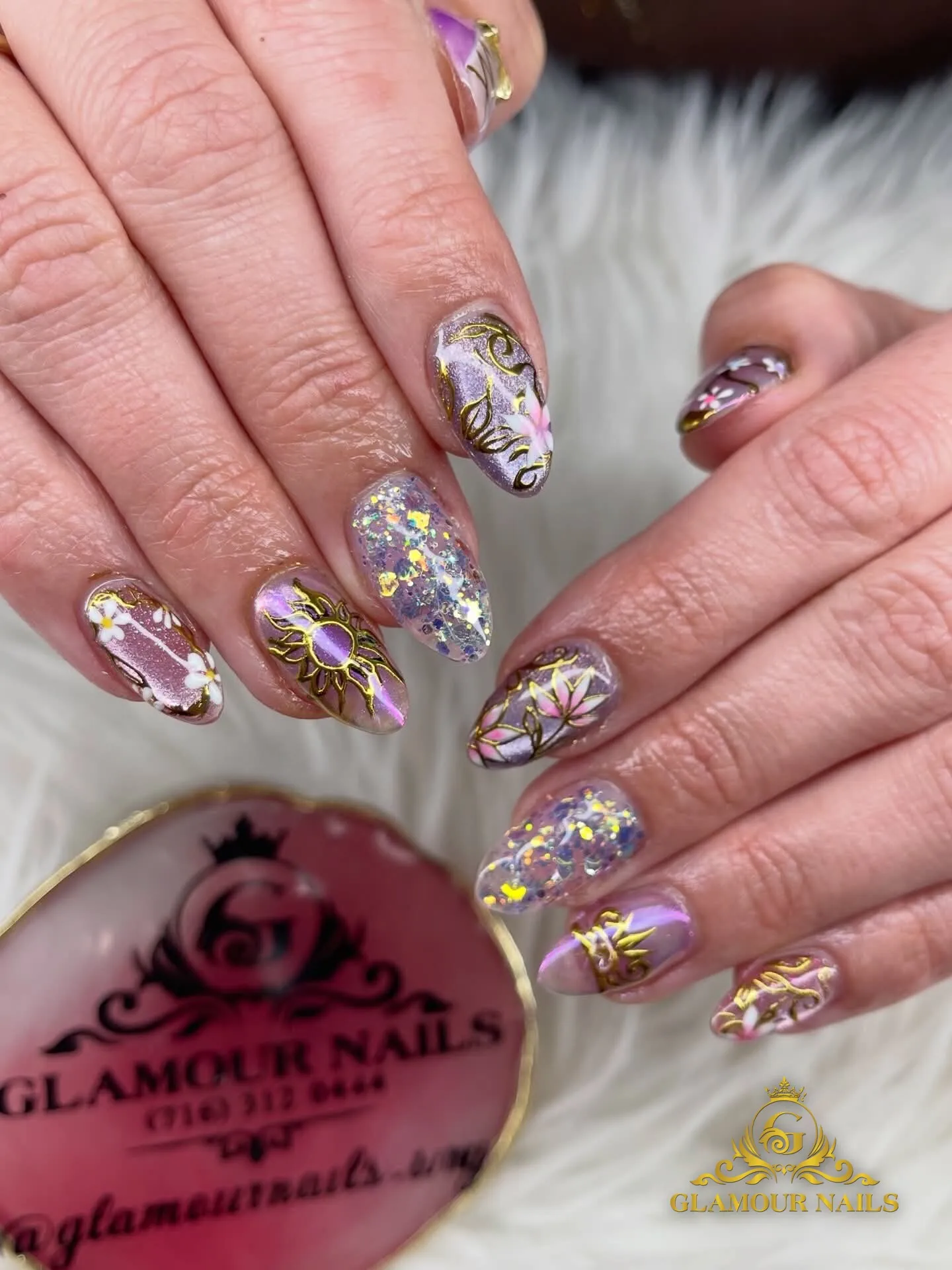 Lavender chrome with gold foil