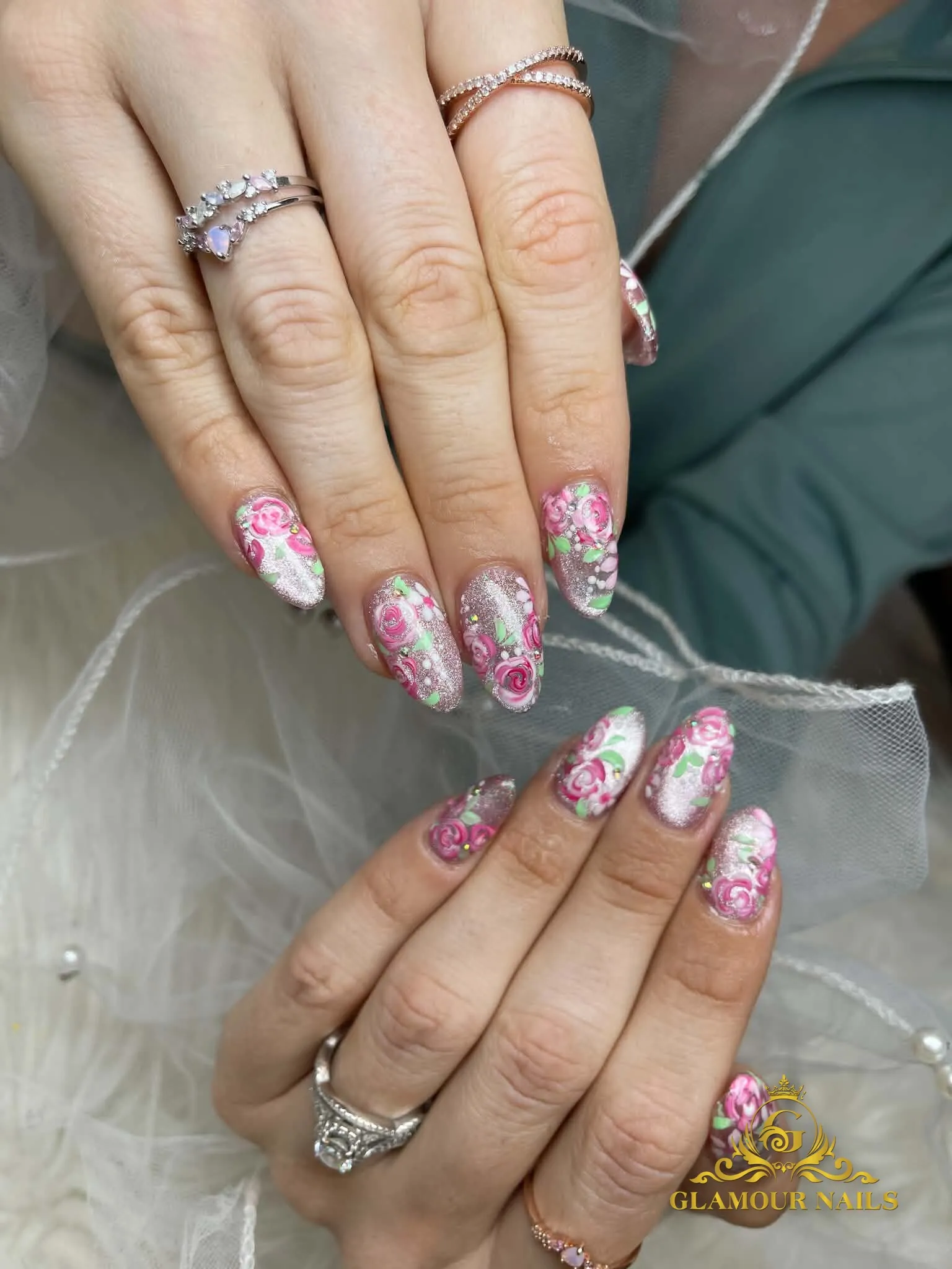 Soft pink hand-painted florals