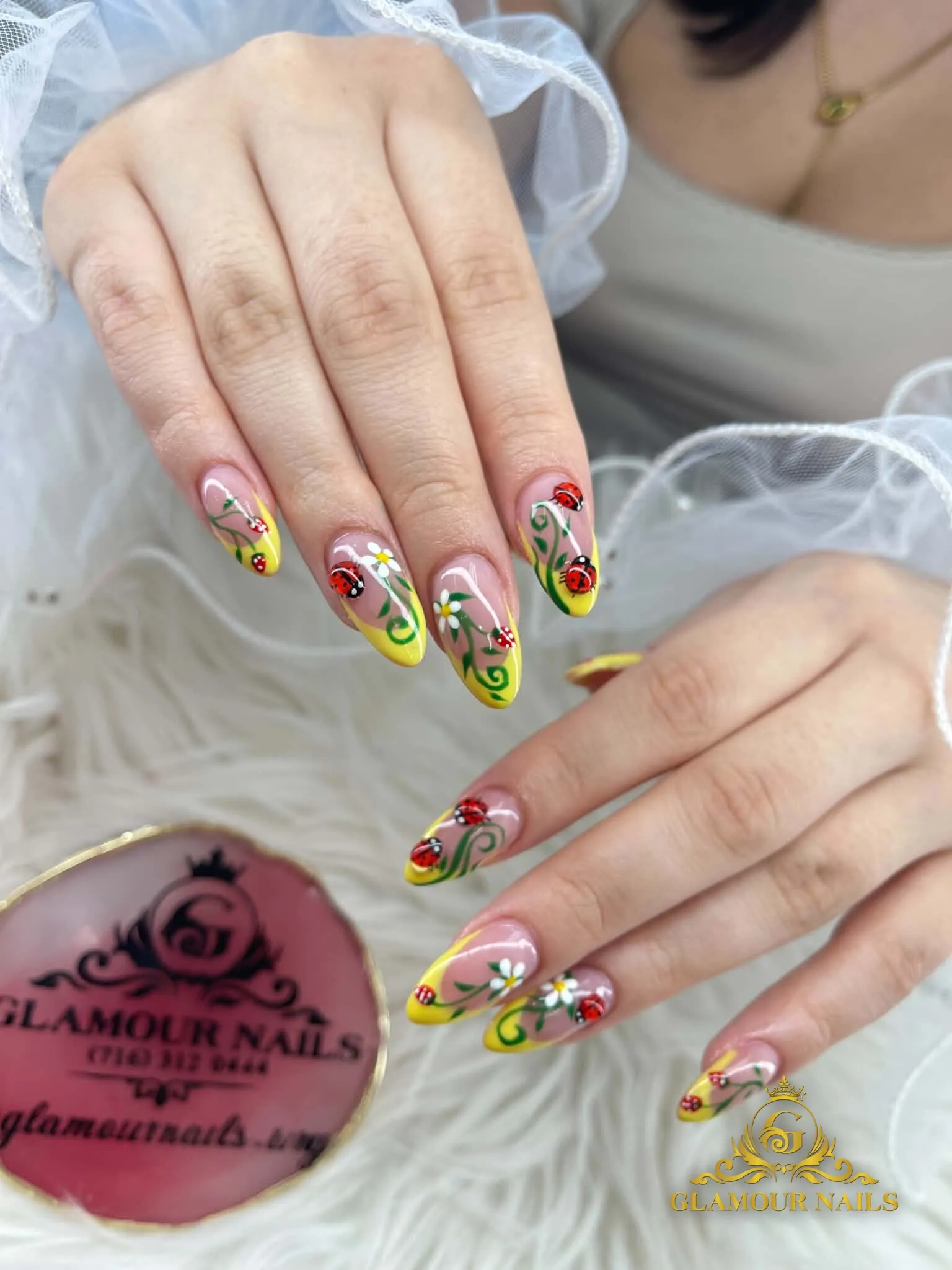 Bright red and yellow floral art